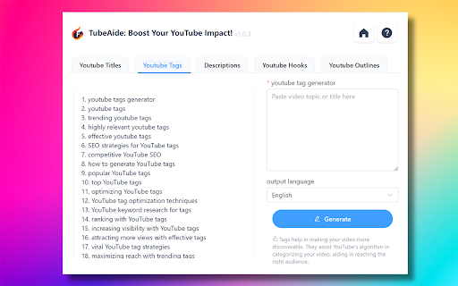 image for Free AI Youtube Video Tags Generator TubeAide