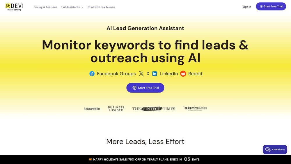 image for Devi | AI Social Media Leads Monitoring and Outreach Tool