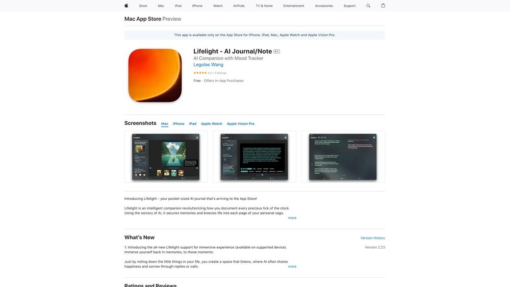 image for Lifelight:AI Journal/Note for Vision Pro