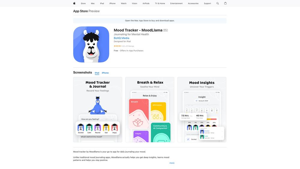 image for MoodLlama - Mood Tracker & Community