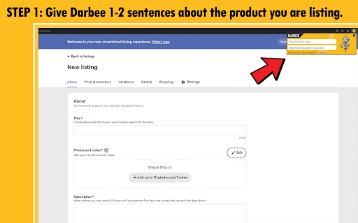 image for Darbee - Etsy AI Listing Tool