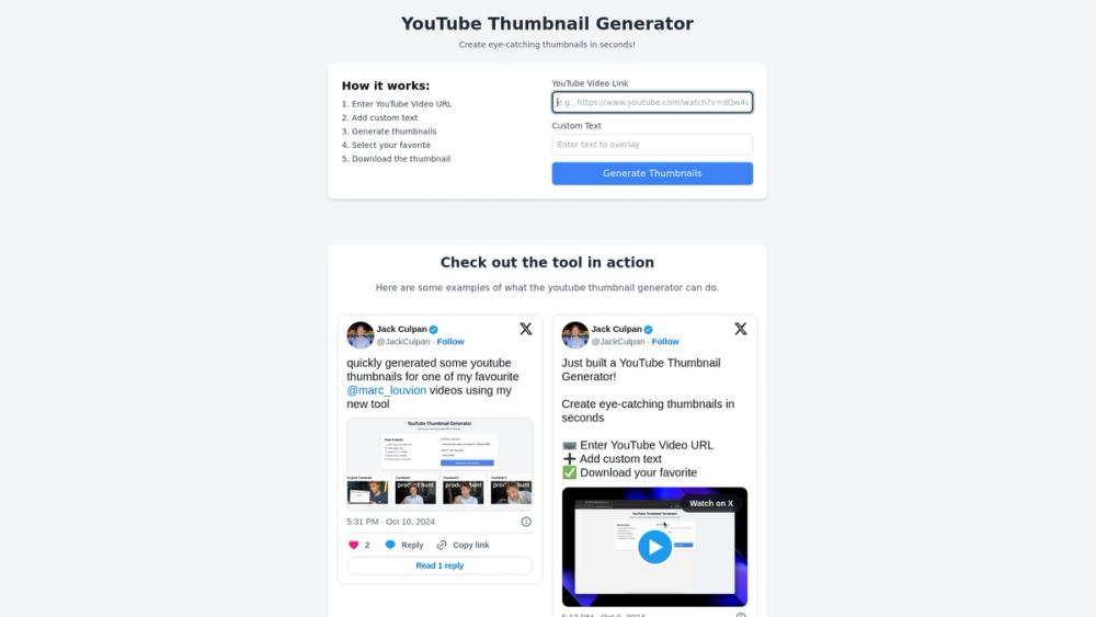 image for YouTube Thumbnail Generator