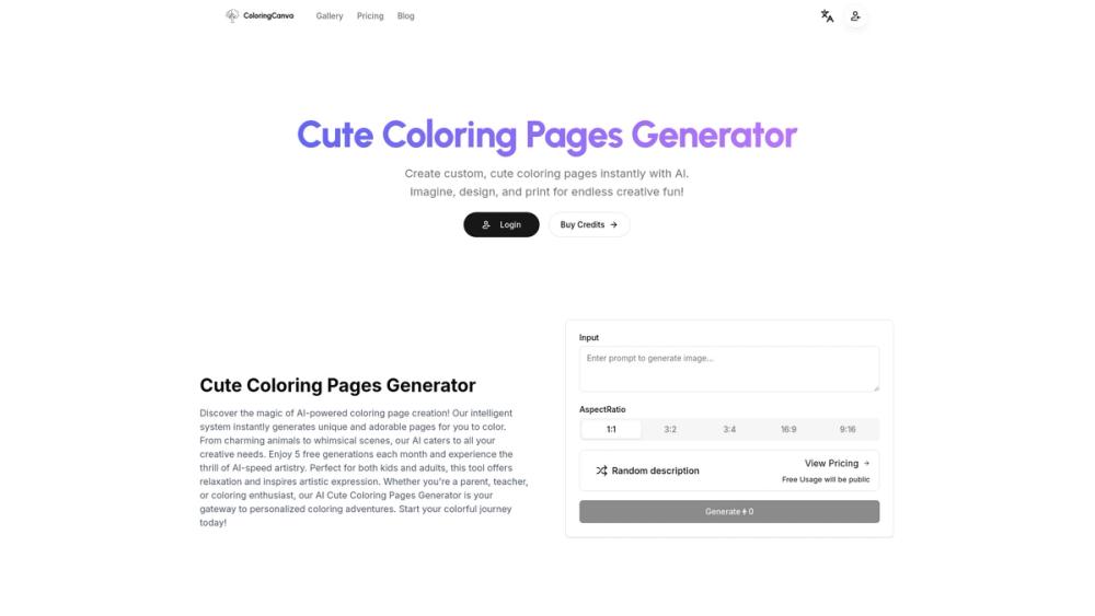 image for Cute Coloring Pages Generator