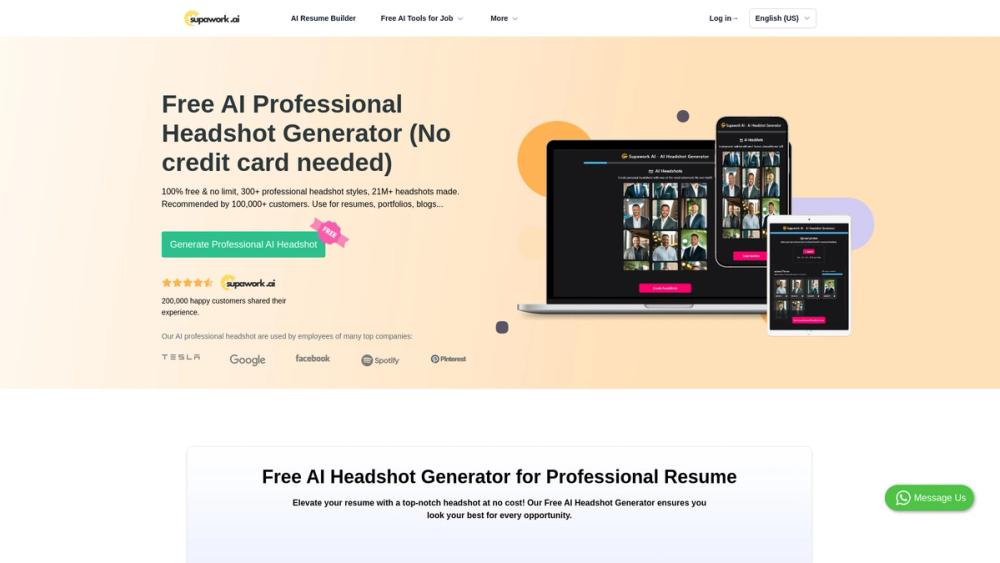 image for Free AI Headshot Generator | Supawork AI (100% free & no limit)