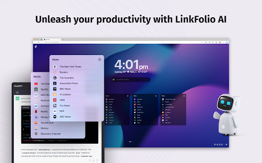 image for LinkFolio AI - Personalised New Tab Dashboard