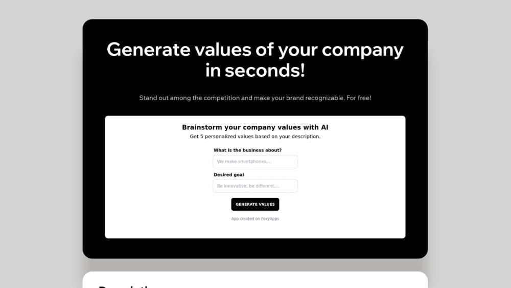 image for Company Values Generator
