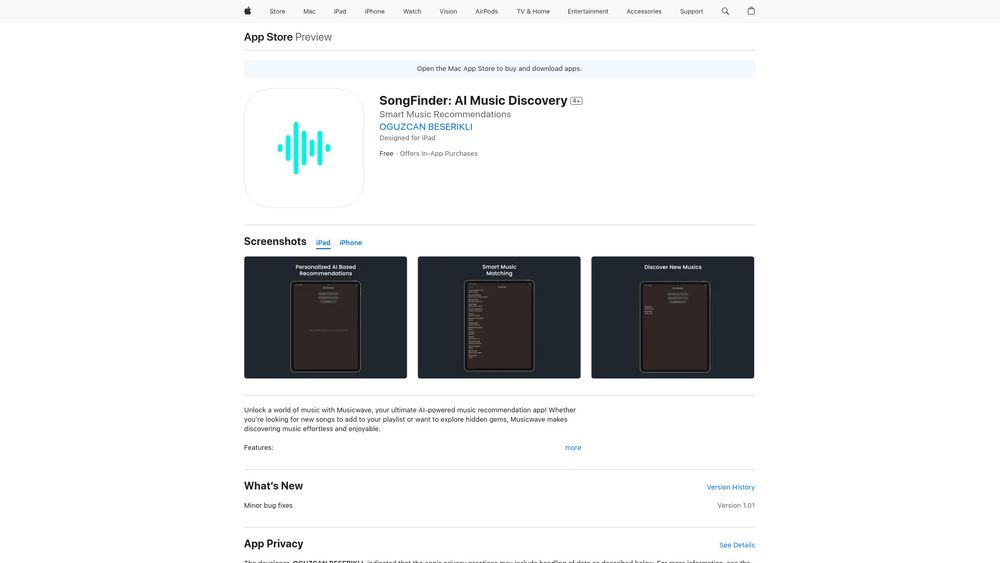 image for SongFinder: AI Music Discovery