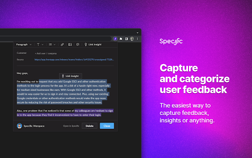 image for Specific – Capture user feedback