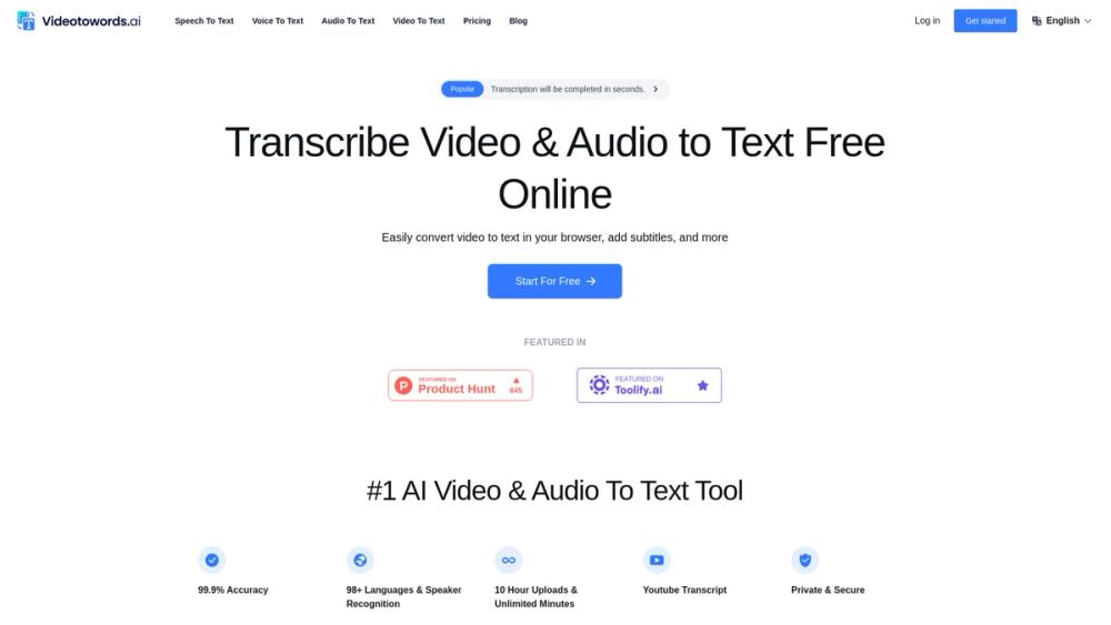 image for Transcribe Video & Audio to Text Free Online