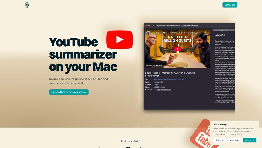 image for AI Summarizer for YouTube (Mac App Store)
