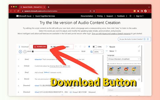 image for Microsoft Audio-Content-Creation TTS Exporter