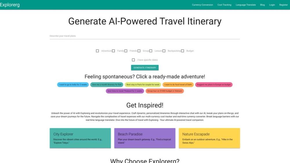 image for Explorerg - Discover, Plan Your Journeys