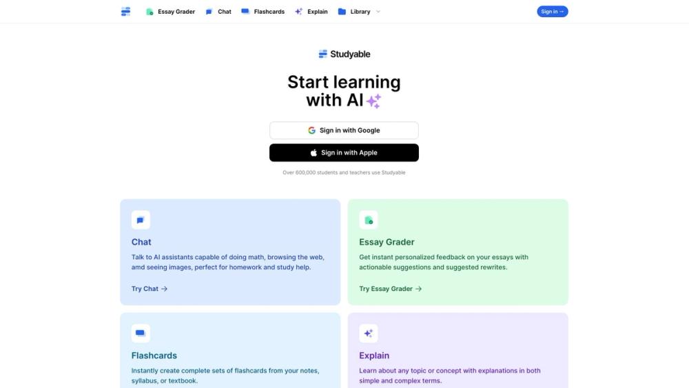 image for Studyable - AI Learning Tools & Flash Cards