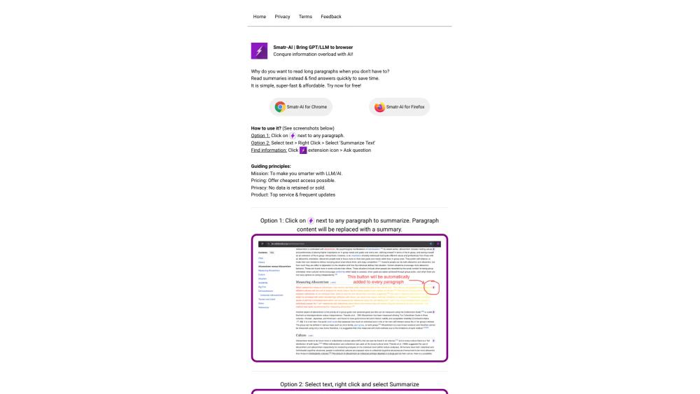 image for Smatr-AI: GPT/LLM for your browser
