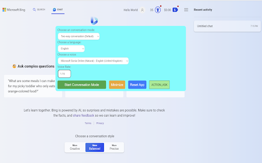 image for Two Way Voice for Bing AI