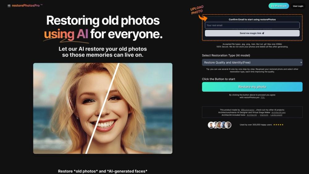 image for restorePhotos.Pro  AI