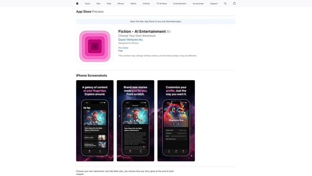image for Fiction - AI Entertainment