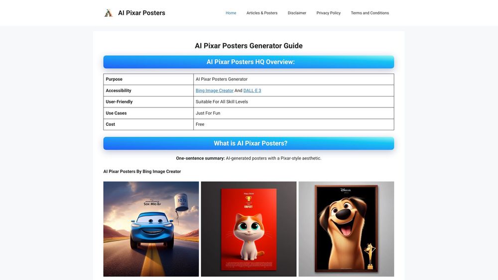 image for AI Pixar Posters