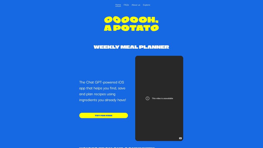 image for Menu planner - OH, a potato!