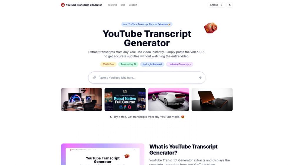 image for YouTube Transcript Generator