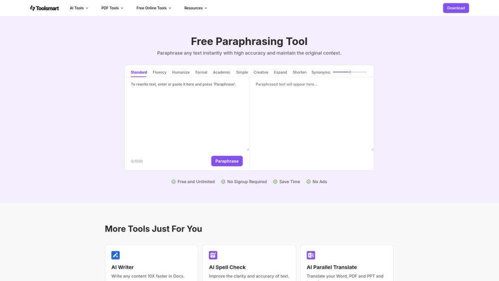 image for Free Paraphrasing Tool-Toolsmart