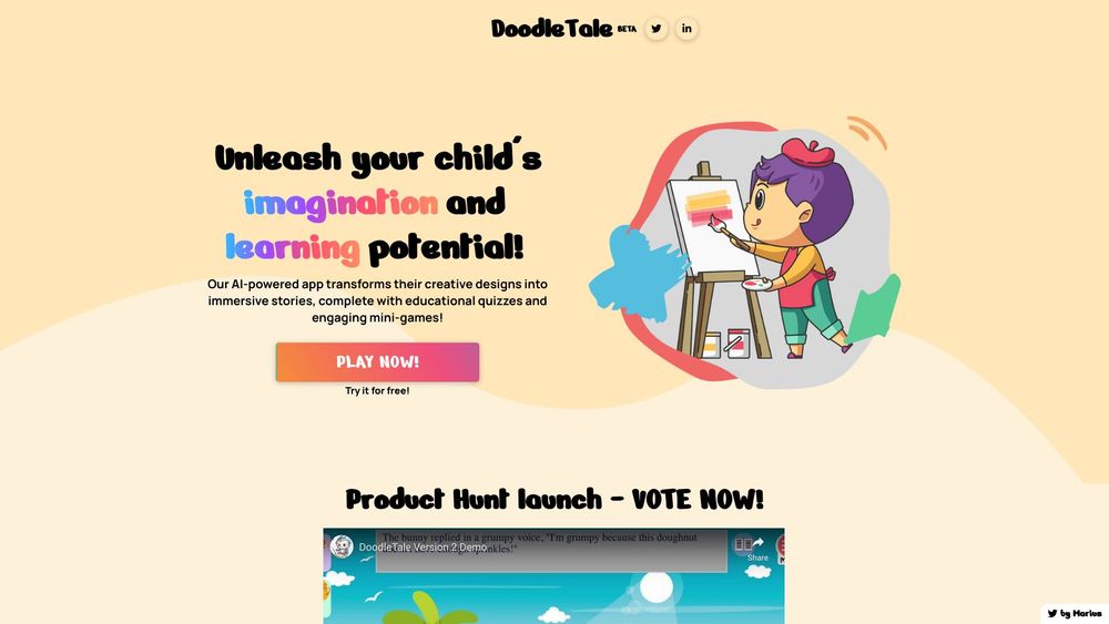 image for DoodleTale - AI Children Creativity App