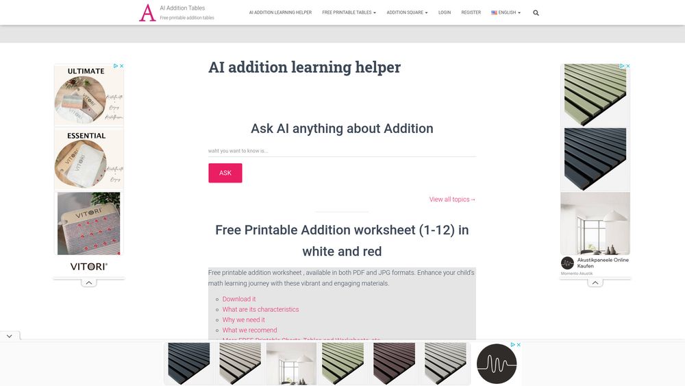image for AI addition learning helper