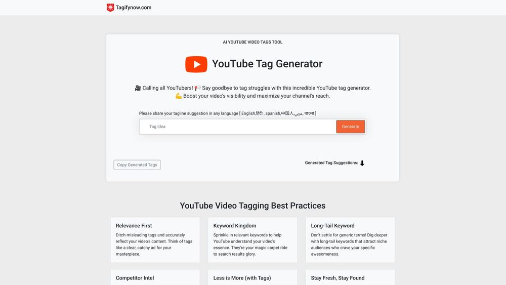 image for AI YouTube Tag Generator