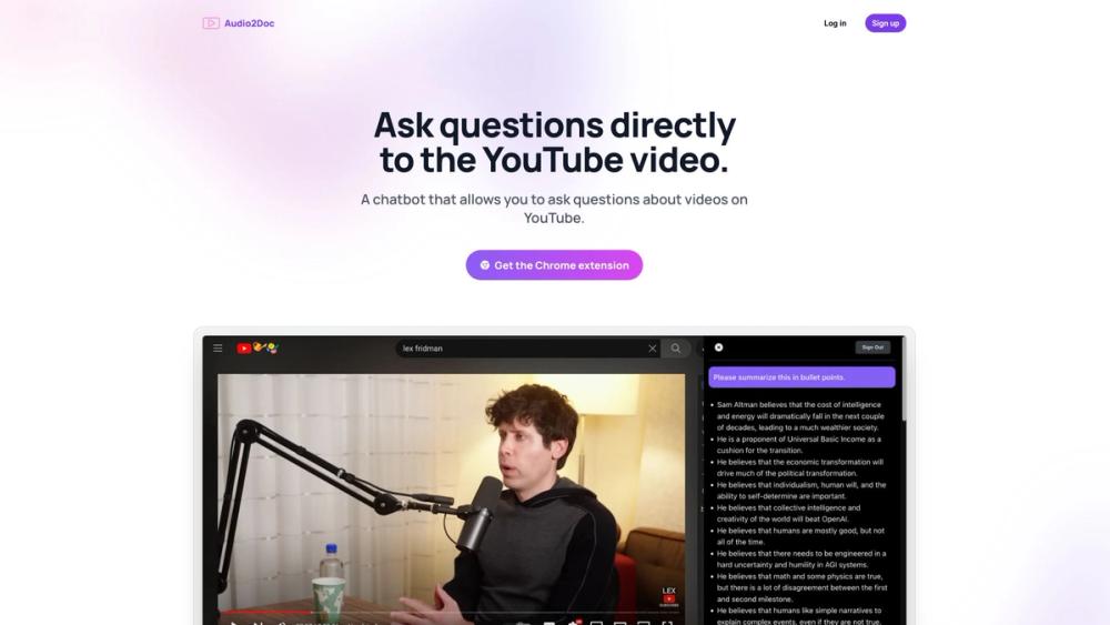 image for Audio2Doc - A chatbot on YouTube