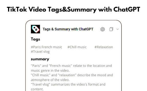 image for TikTok Video Tags Summary with ChatGPT