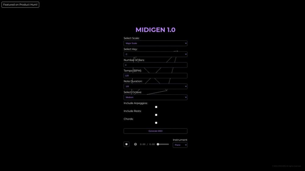 image for MIDIGEN: Melody Generator