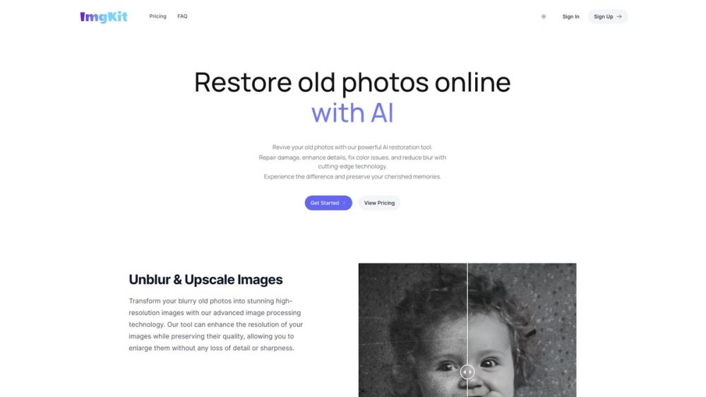 image for AI Old Photo Restoration Online - ImgKit
