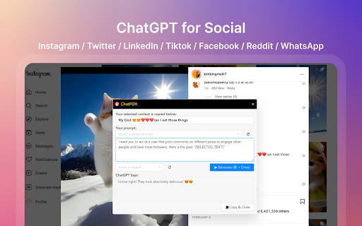image for ChatFox - OpenAI ChatGPT for IG & TW & LI