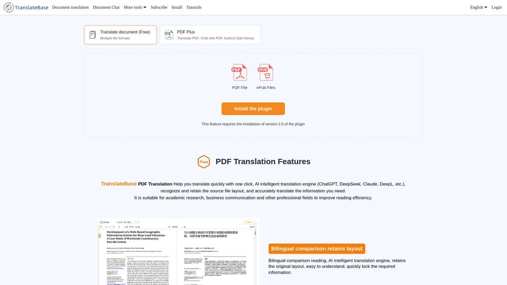 image for TranslateBase - Web Page, PDF and Subtitle Tranlation | Chat with PDF