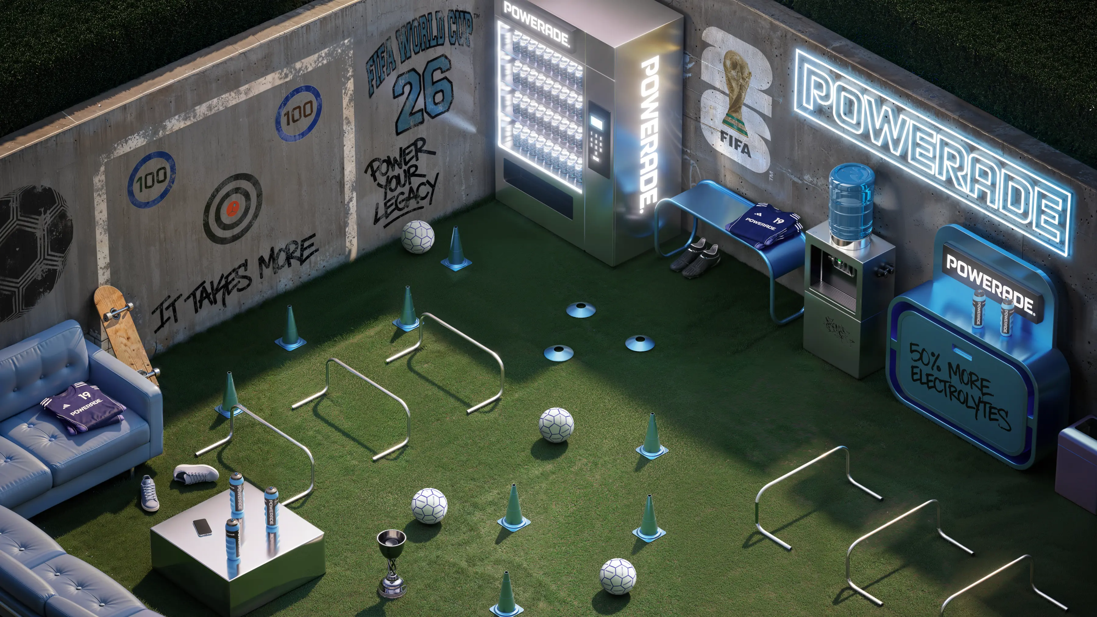 High quality render of the Powerade House of Legends Training Area