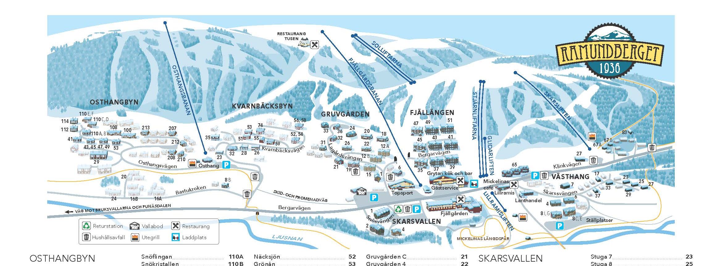 Karta över boendeområden i Ramundberget