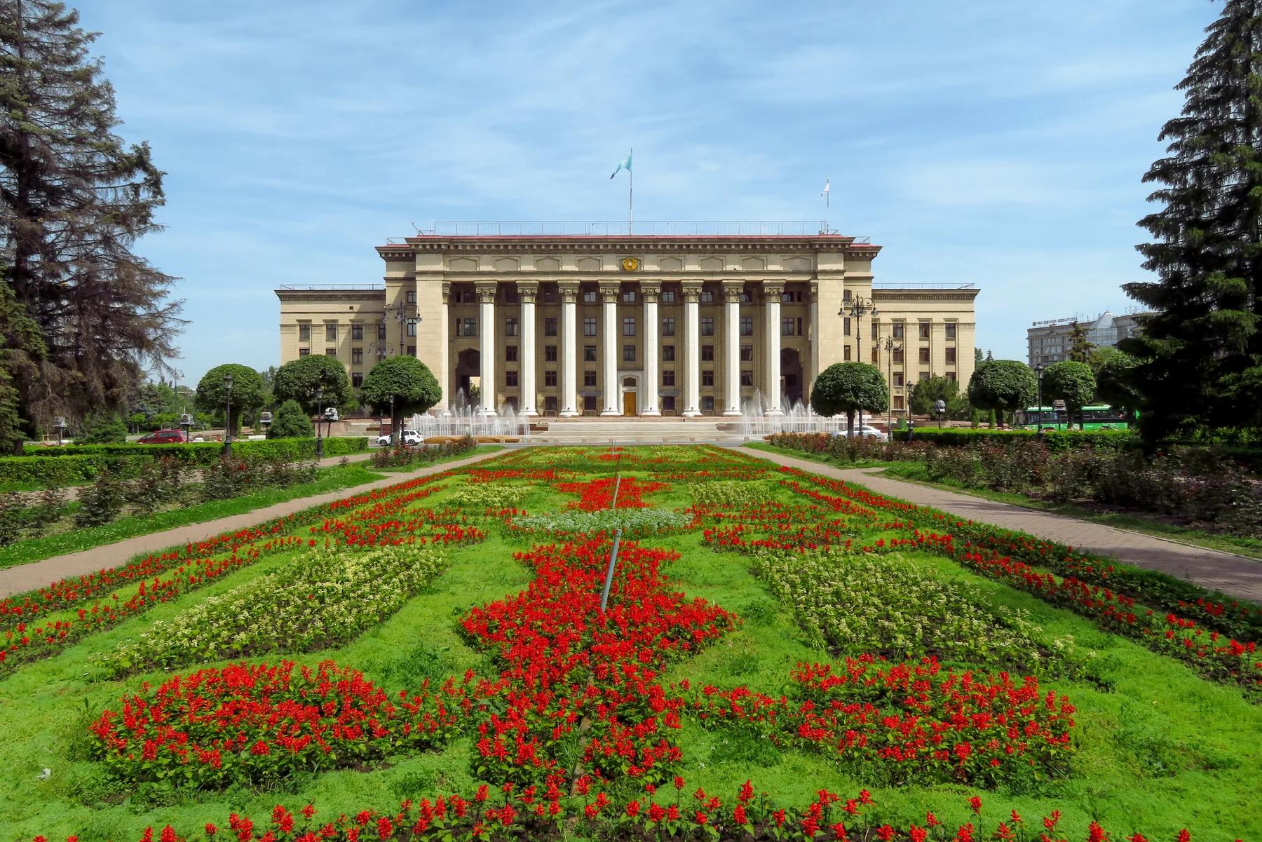 Panoramic view of Almaty, Republic Square, Kazakhstan