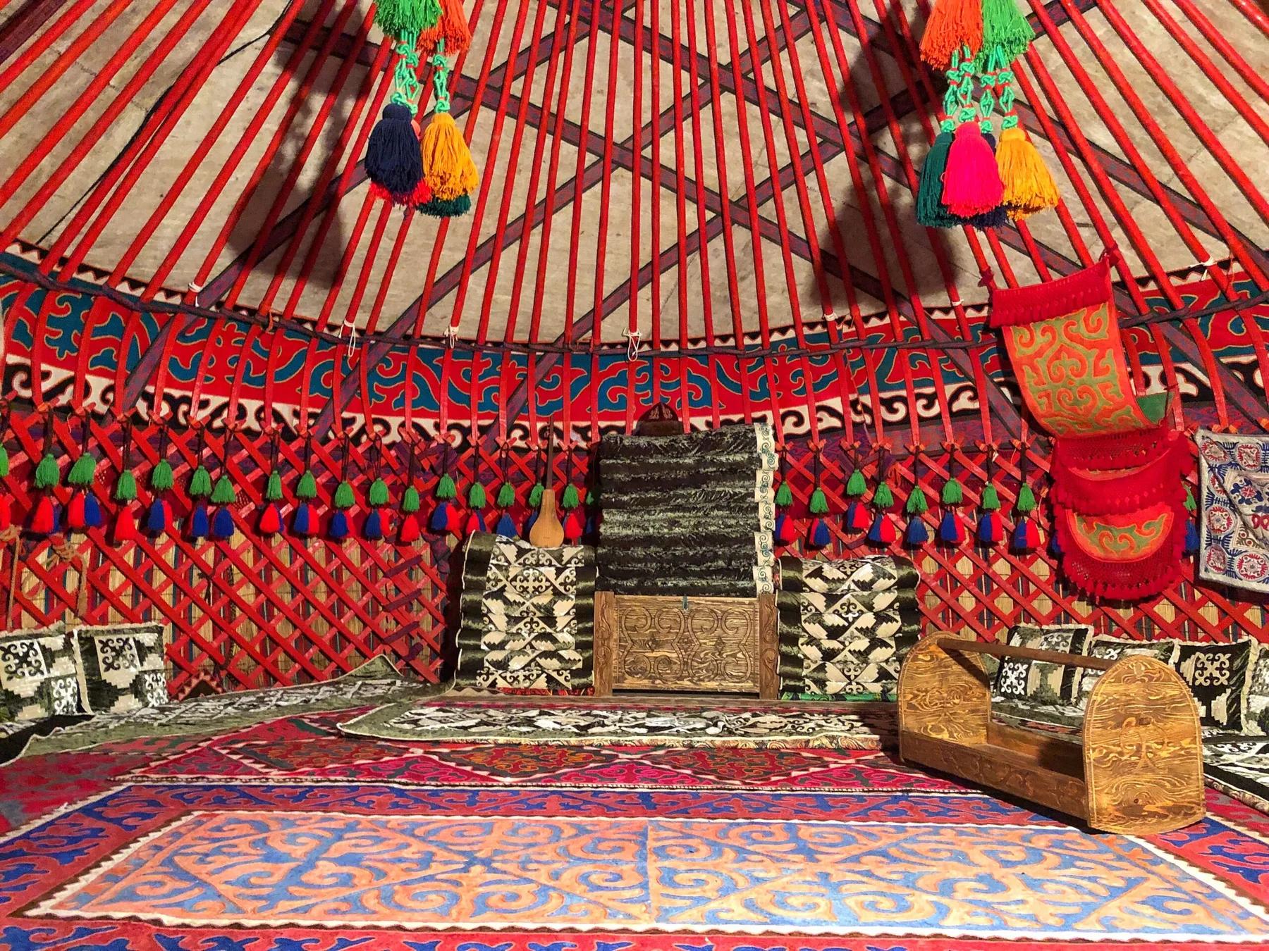 Inside a Kyrgyz yurt