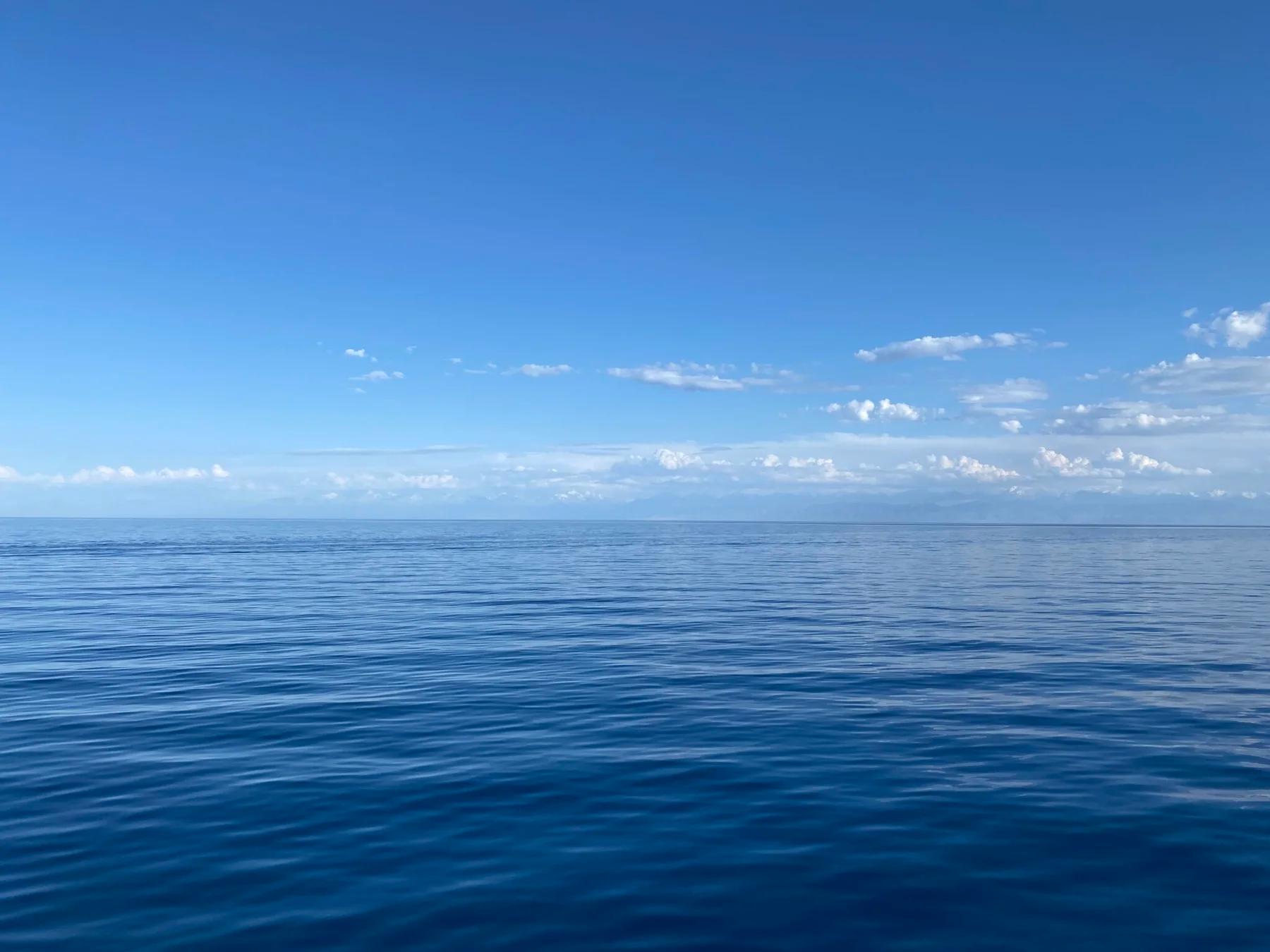 Blue Issyk Kul lake near Cholpon Ata