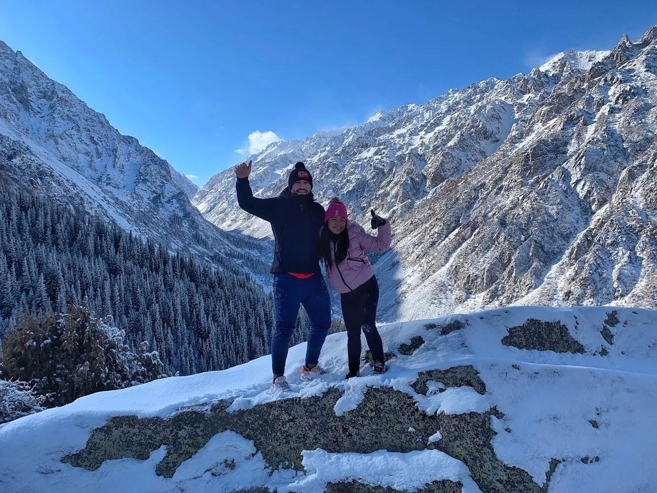 Winter hike in Ala Archa National Park
