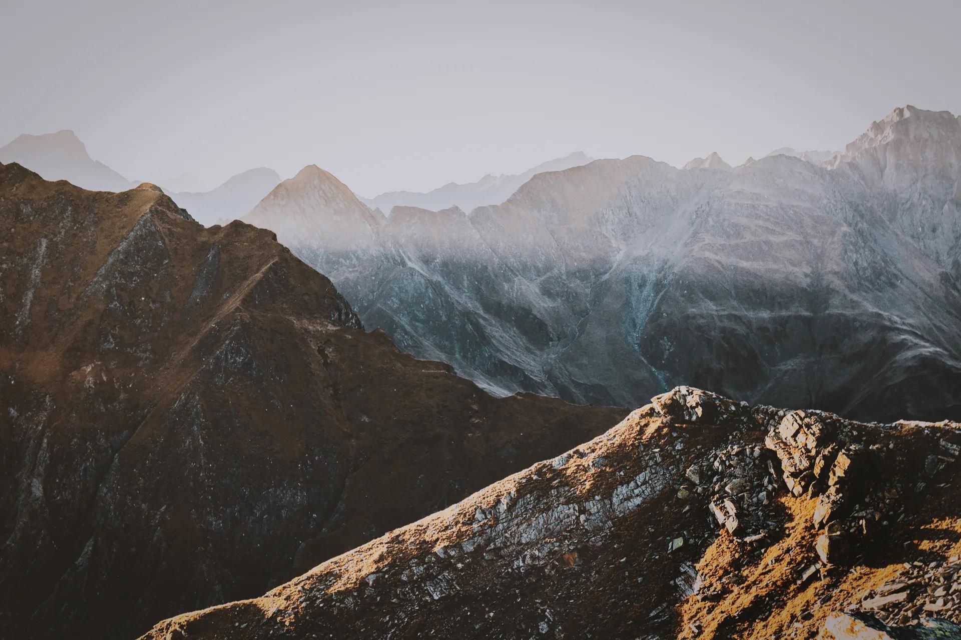 A winding road through a high mountain valley
