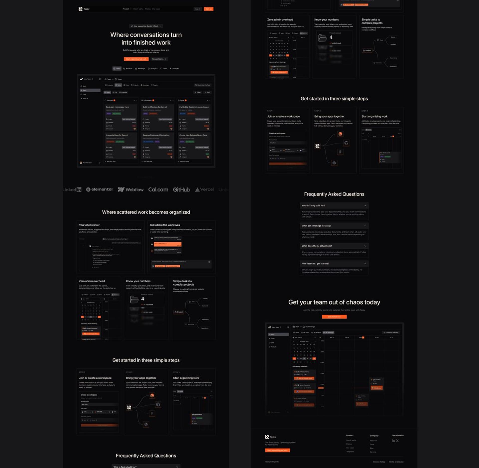 Productivity app landing page