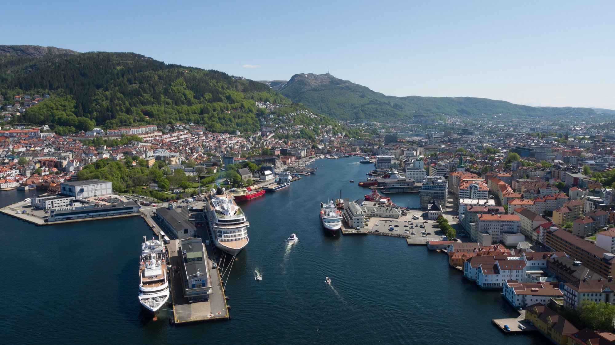 Bergen harbour viewed from the air 
