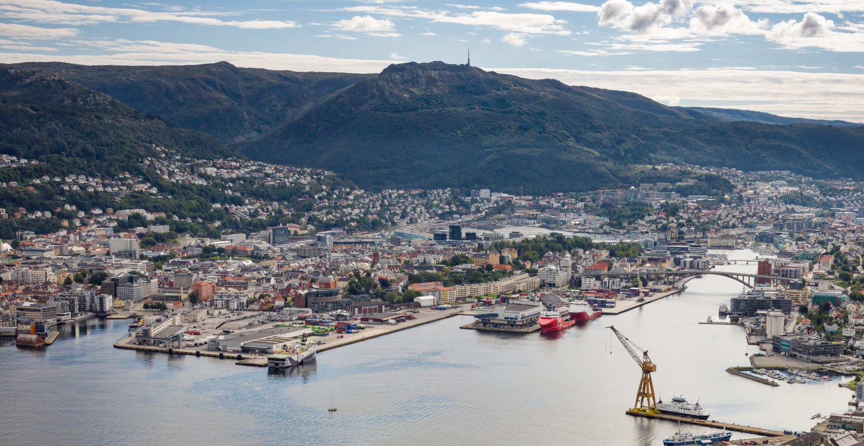 Port of Bergen seen from a birds view