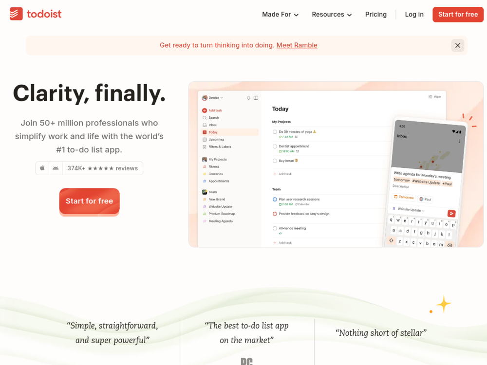 Screenshot of Todoist