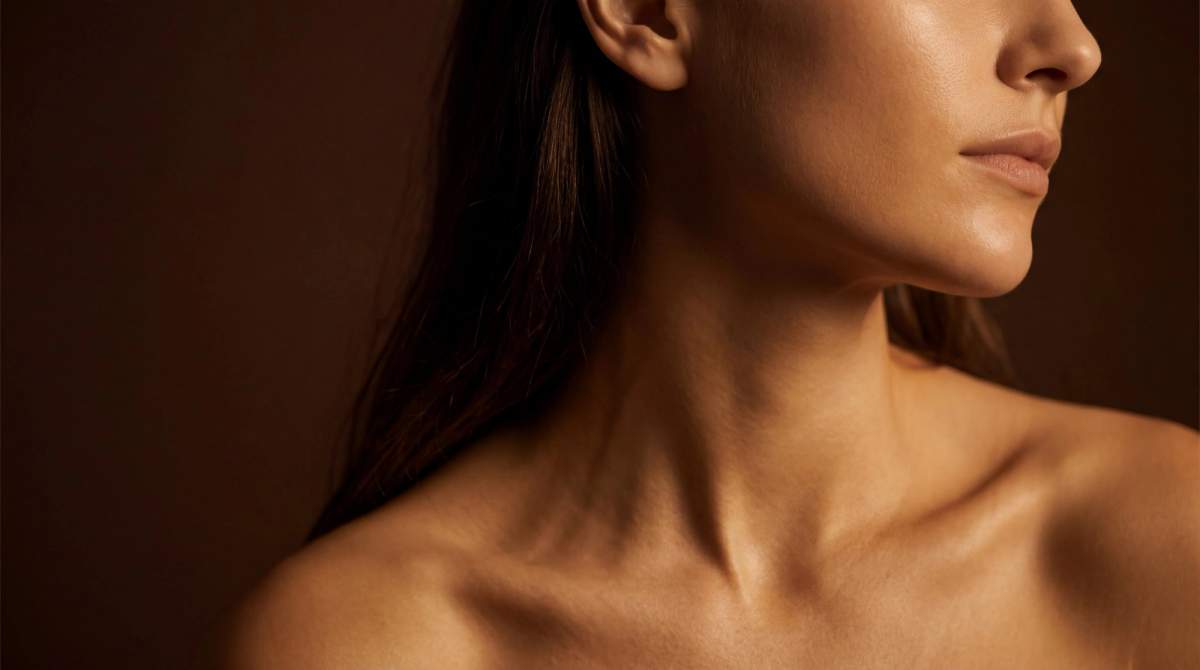 Close-up of radiant, healthy skin