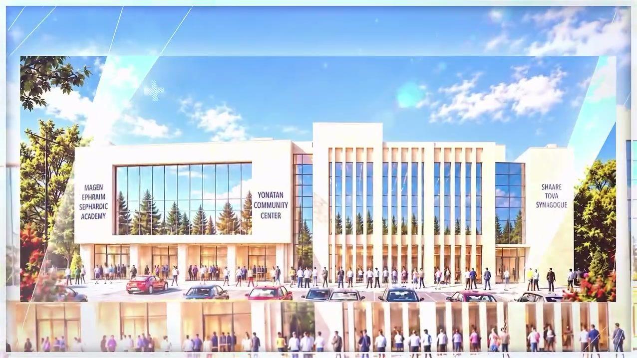 Rendering of the future building with Magen Ephraim Sephardic Academy, Yonatan Community Center and Shaare Tova Synagogue