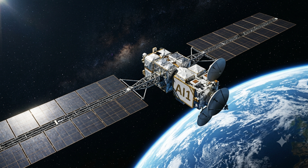 Artist’s Rendering of a SpaceX AI Satellite