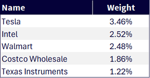 Figure 4: Top 5 Unique Holdings in the Nasdaq 100 Index