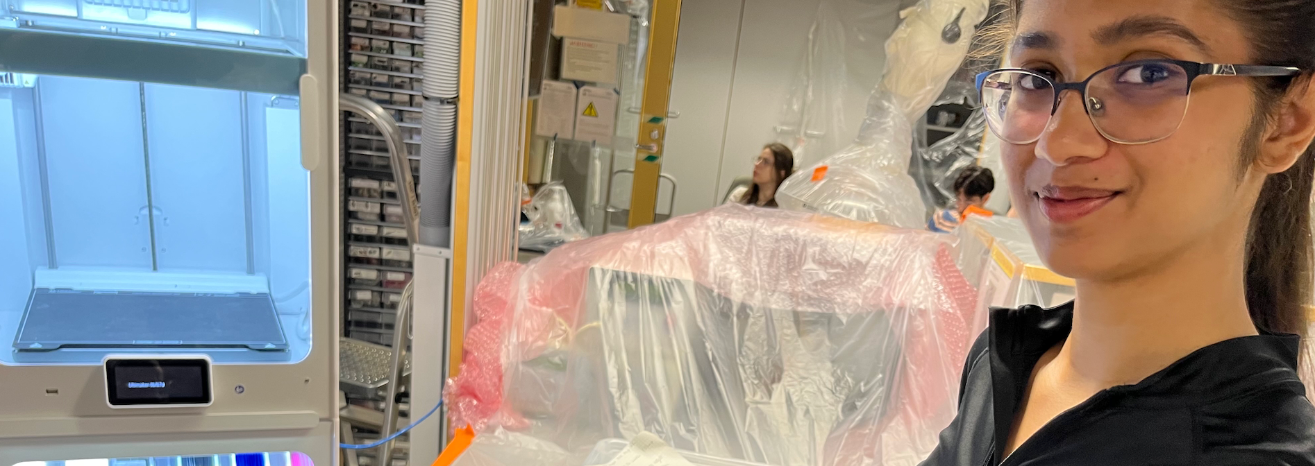 Student Sumedha pictured in a lab for her EE experiment